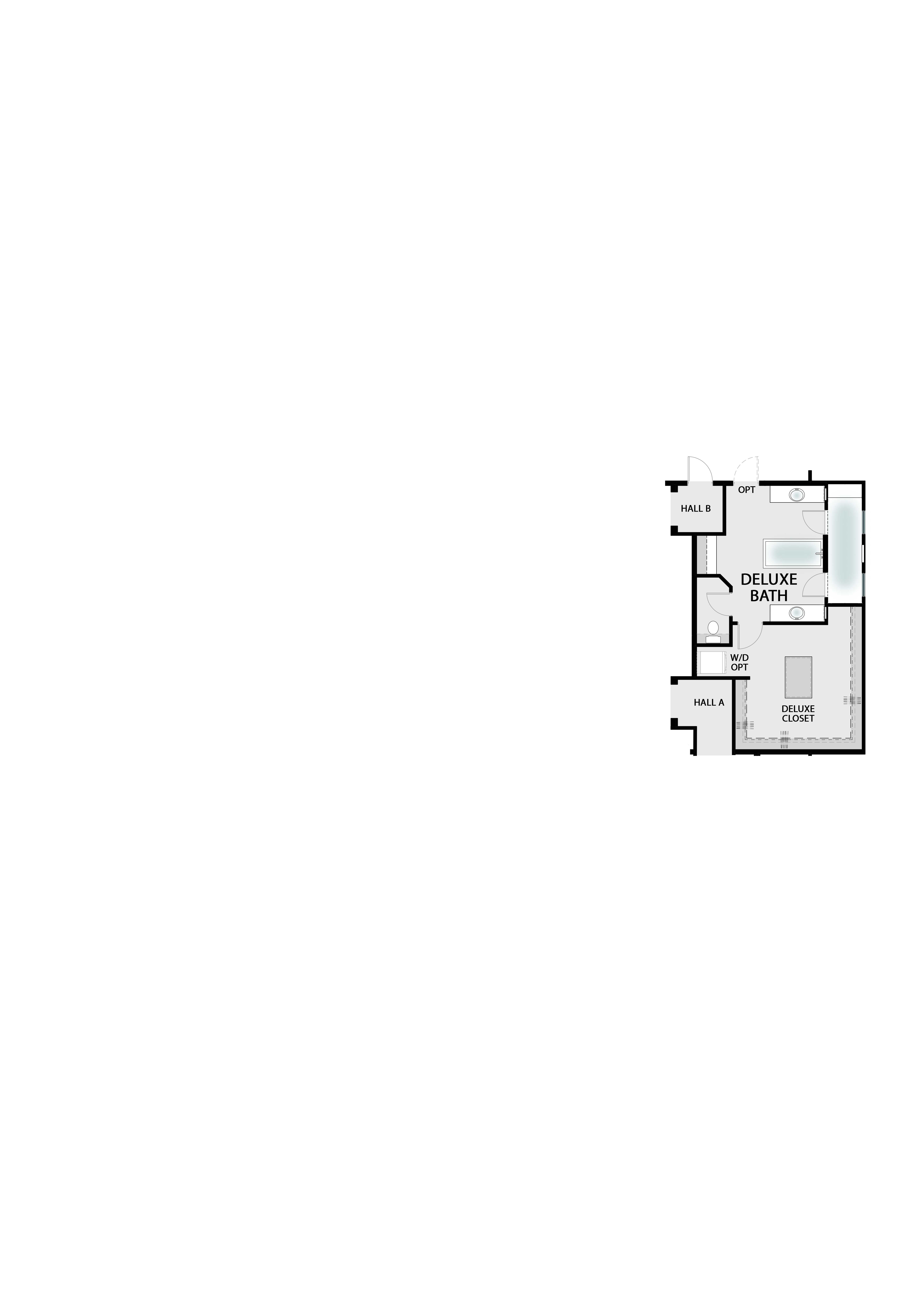 Deluxe Bath 1 overlay — adds 154 sq.ft. resort-style primary bathroom